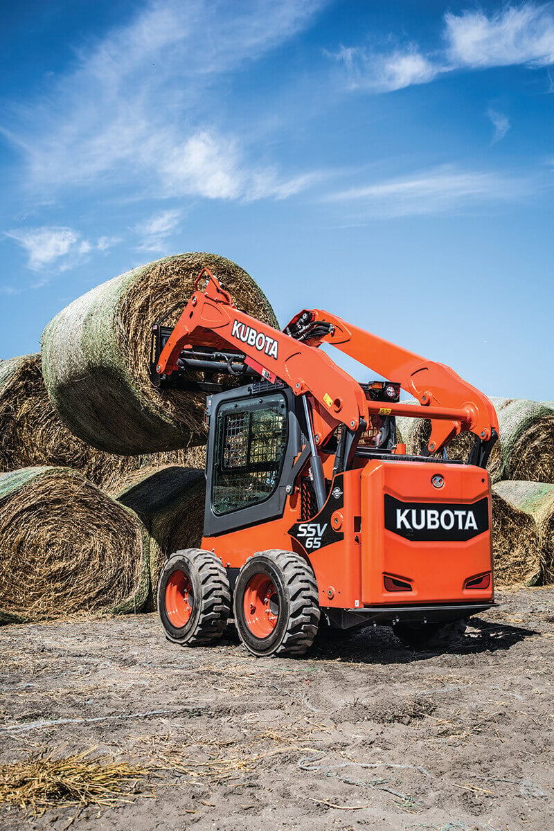 Kubota SSV65 Wheel Skid Loader with Bale Fork Attachment